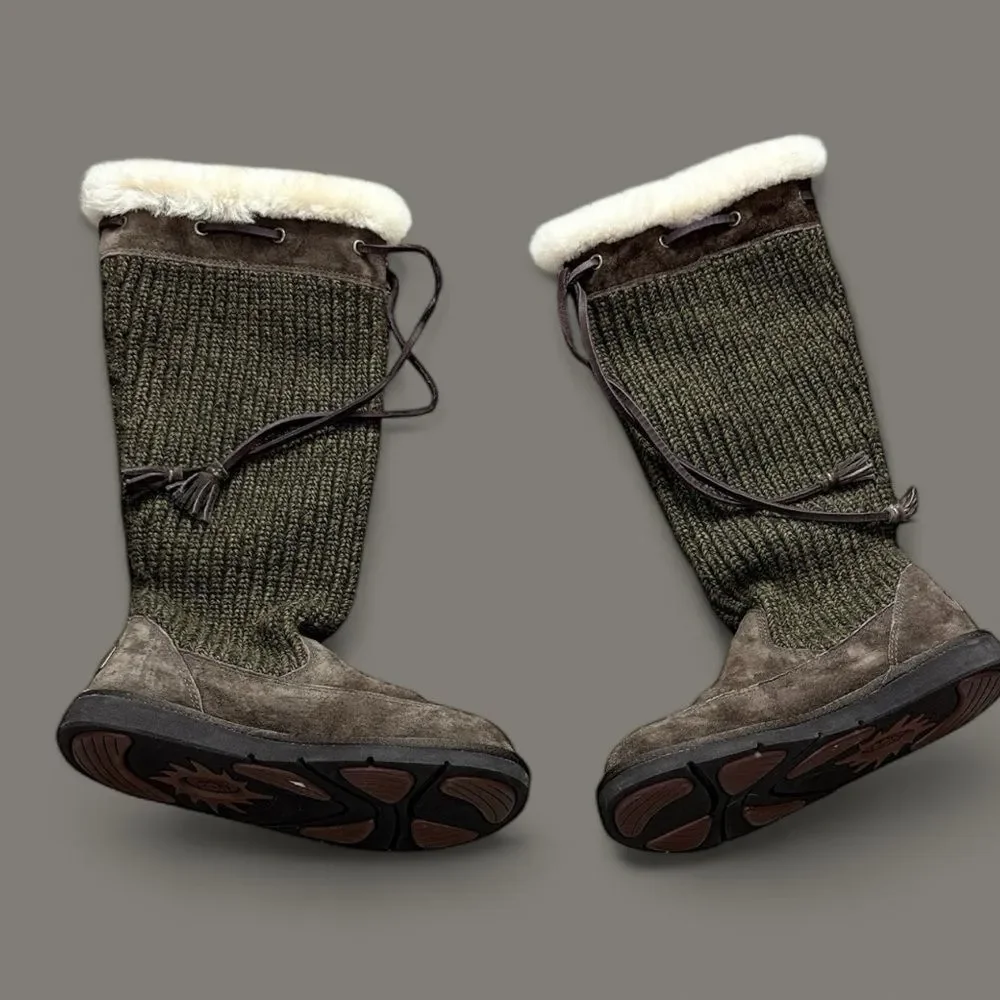 Ugg Green Knit & Brown Suede Winter Boots